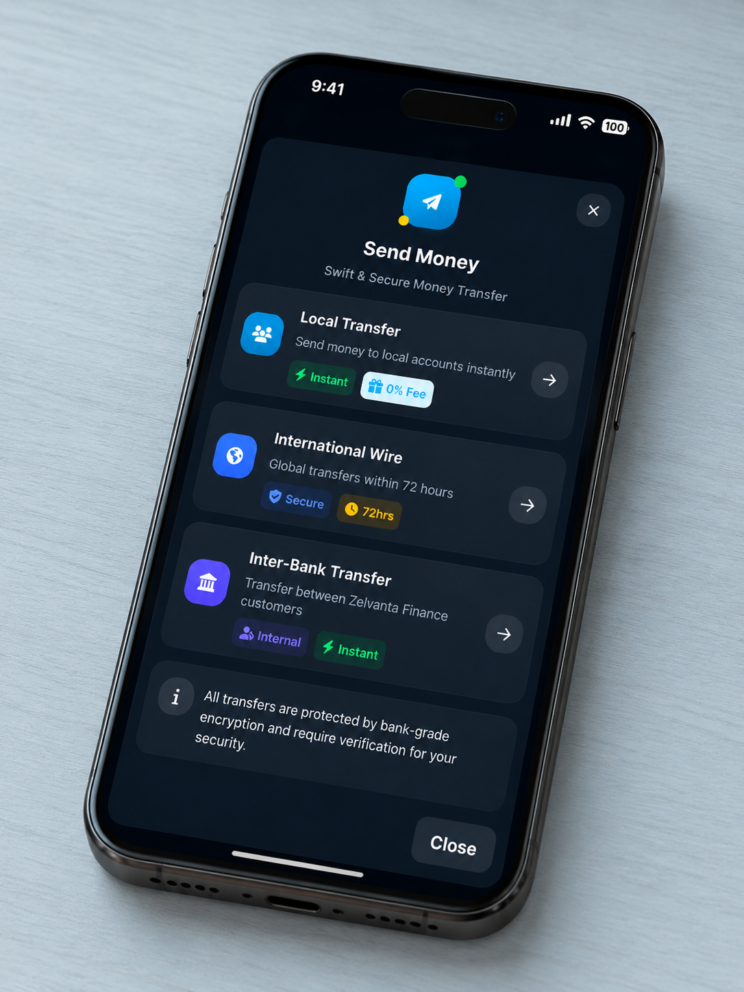 Zelvanta Finance transfer preview